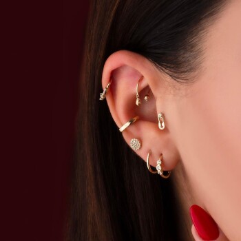 Taşlı Çengelli İğne Minimal Tragus Piercing - Dianora (1)