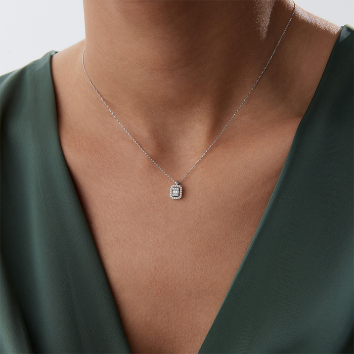 Taşlı Çerçeve Baget Kolye - Özçelik (1)