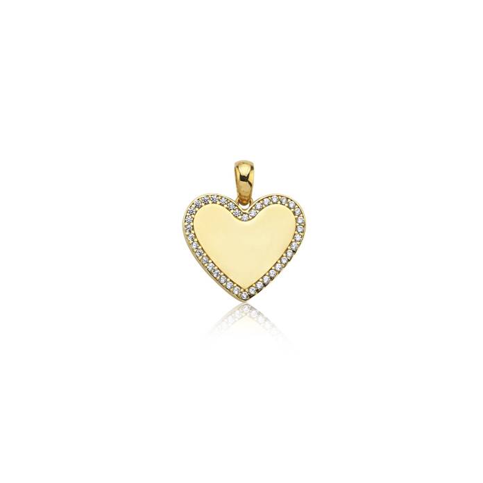 Taşlı Çerçeve Kalp Kolye Ucu - 1