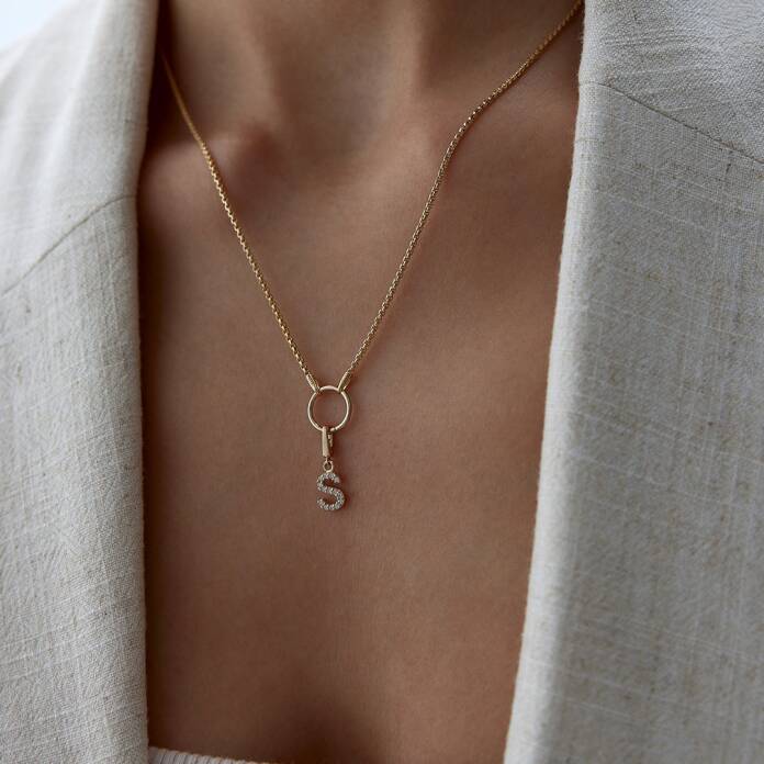 Taşlı Charm Harf Kolye - 1