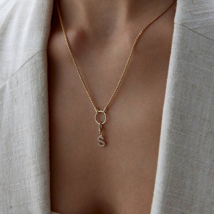 Taşlı Charm Harf Kolye - 2