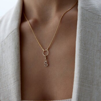 Taşlı Charm Harf Kolye - 3