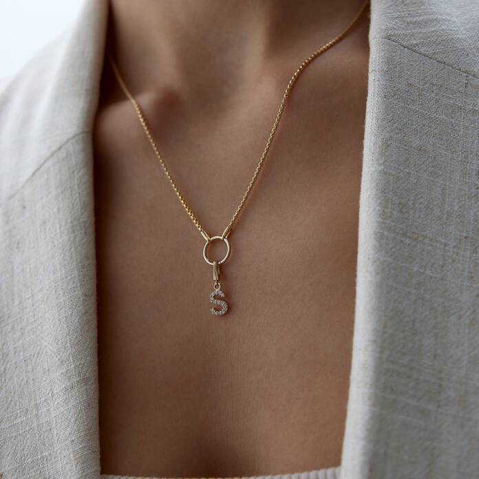 Taşlı Charm Harf Kolye - 3