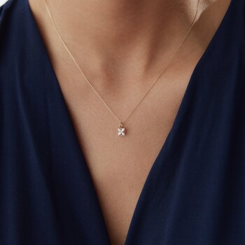 Taşlı Çiçek Kolye - Alen