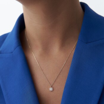 Taşlı Çiçek Kolye - Rayna (1)