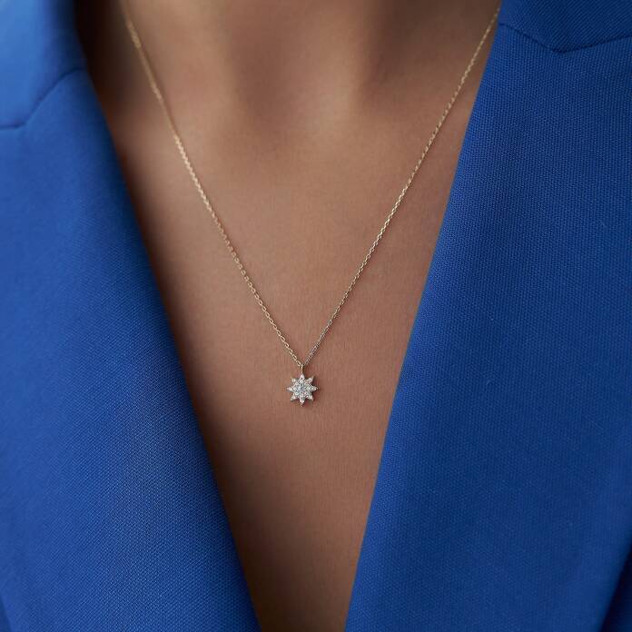 Taşlı Çiçek Kolye - 1