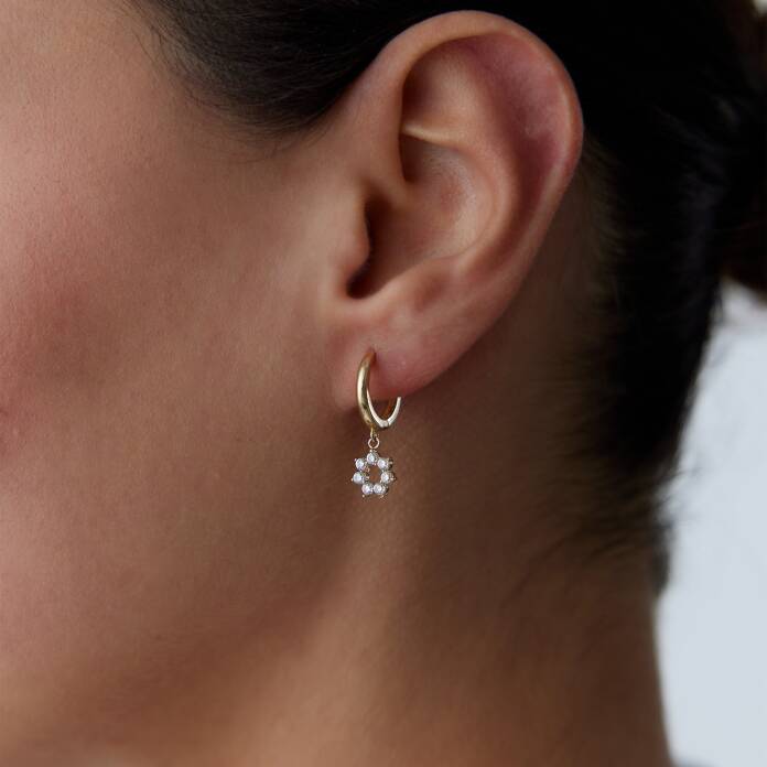 Taşlı Çiçek Küpe - 1