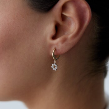 Taşlı Çiçek Küpe - 3