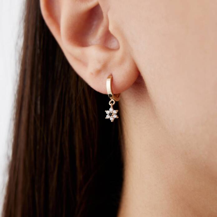 Taşlı Çiçek Küpe - 1