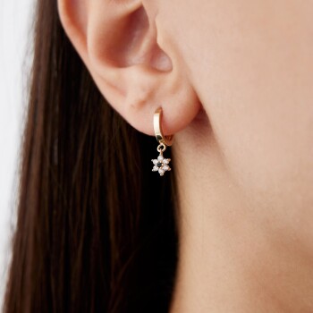 Taşlı Çiçek Küpe - Alen