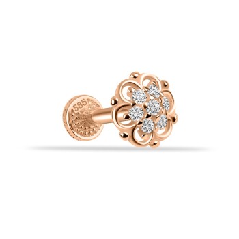 Taşlı Çiçek Minimal Tragus Piercing - Dianora