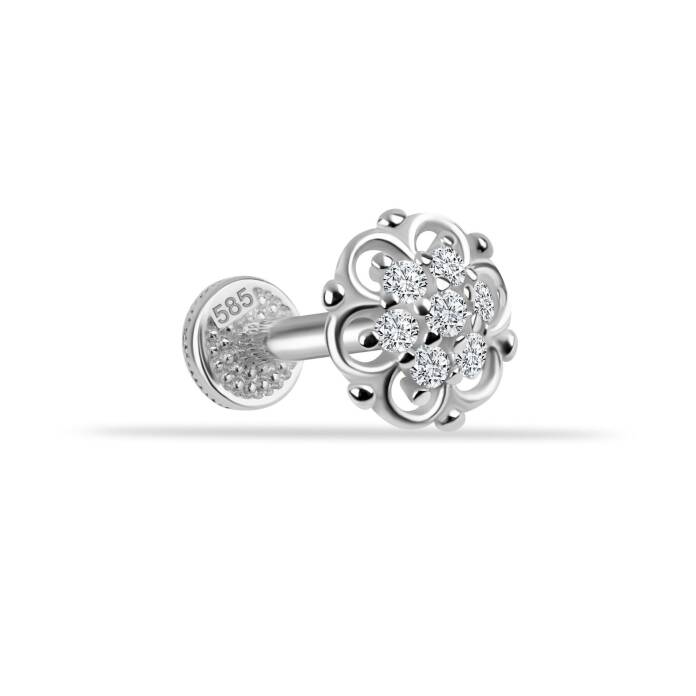 Taşlı Çiçek Minimal Tragus Piercing - 3