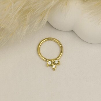 Taşlı Çiçek Motifli Helix Piercing - Dianora (1)