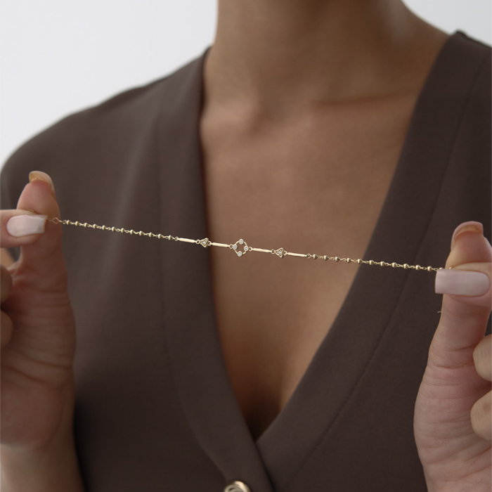 Taşlı Çiçek Örüntü Bileklik - 3