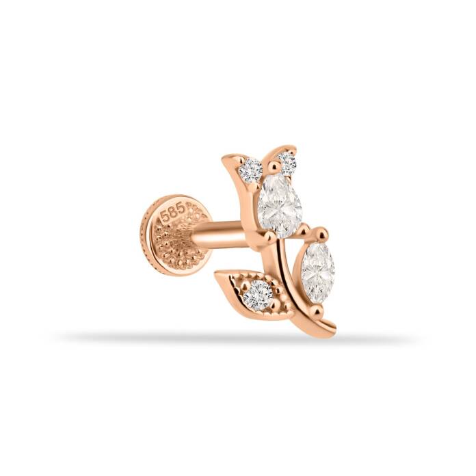 Taşlı Çiçek Tragus Piercing - 1