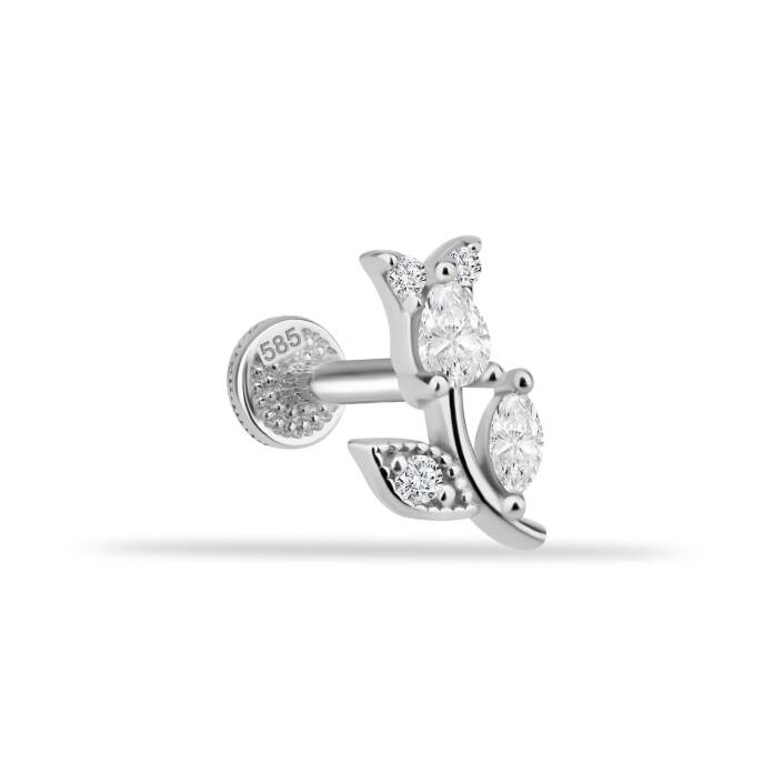 Taşlı Çiçek Tragus Piercing - 2