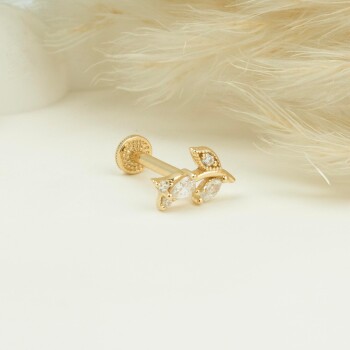 Taşlı Çiçek Tragus Piercing - 3