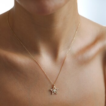 Taşlı Çift Yıldız Kolye - Garo