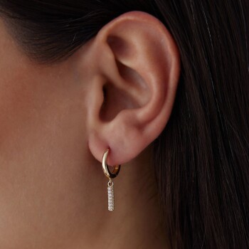 Taşlı Çubuk Sallantılı Halka Küpe - Rayna (1)