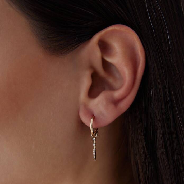 Taşlı Çubuk Sallantılı Küpe - 1