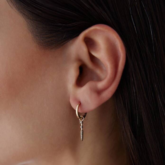 Taşlı Çubuk Sallantılı Küpe - 2