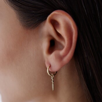 Taşlı Çubuk Sallantılı Küpe - 4