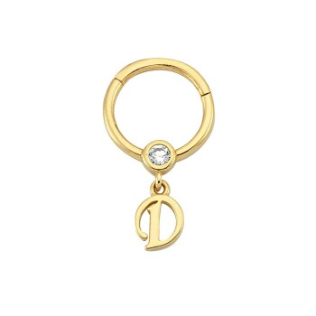 Taşlı D Harfi Sallantılı Helix Piercing - Dianora