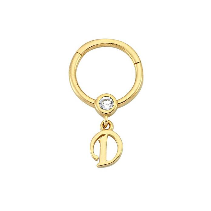 Taşlı D Harfi Sallantılı Helix Piercing - 1