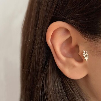 Taşlı Dal Motifli Minimal Tragus - 2