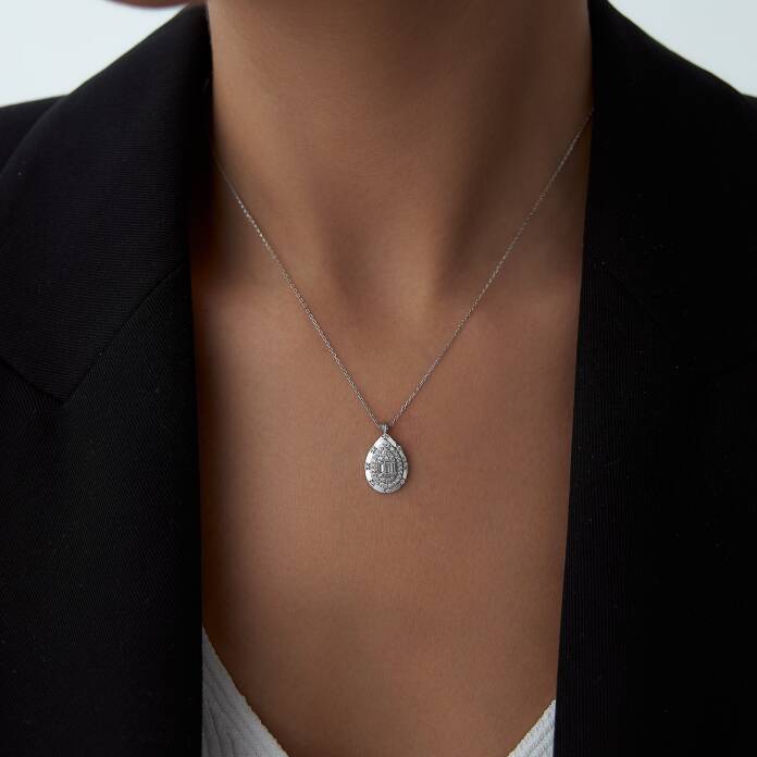 Taşlı Damla Kolye - 1