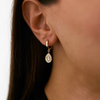 Taşlı Damla Sallantı Küpe - Alen