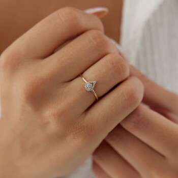 Taşlı Damla Yüzük - Nüans