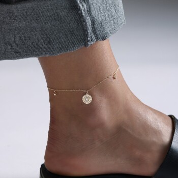 Taşlı Deniz Yıldızı Ve Çarkıfelek Halhal - Rayna