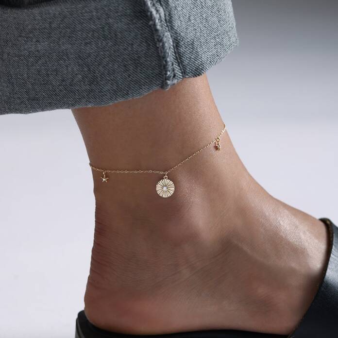 Taşlı Deniz Yıldızı Ve Çarkıfelek Halhal - 1