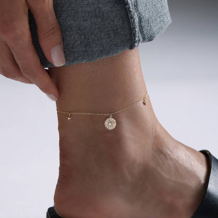 Taşlı Deniz Yıldızı Ve Çarkıfelek Halhal - 3