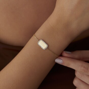 Taşlı Dikdörtgen Plaka Bileklik - Rayna