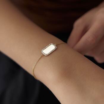 Taşlı Dikdörtgen Plaka Bileklik - Rayna (1)