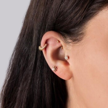 Taşlı Diken Motifli Helix Piercing - Dianora (1)