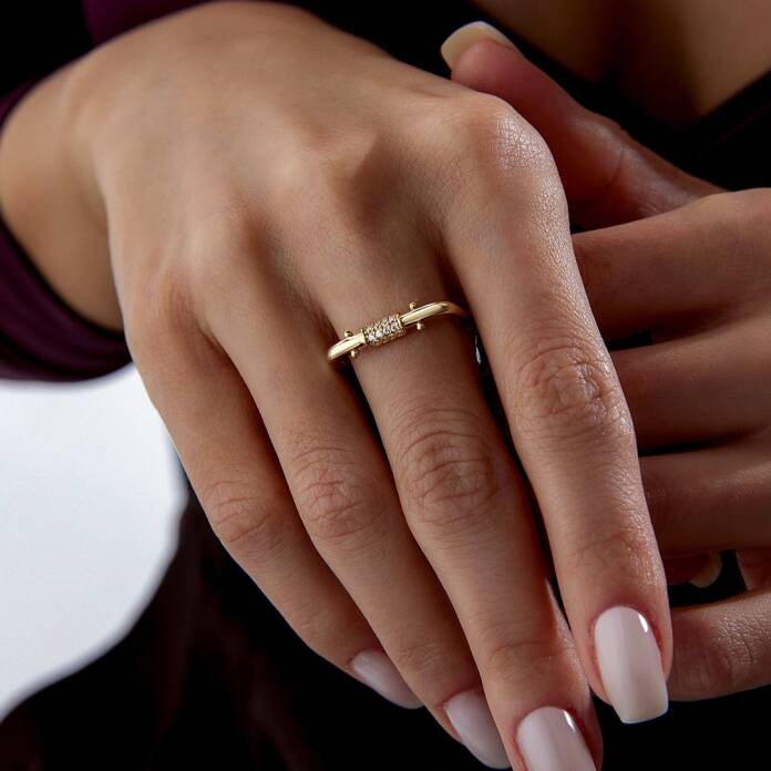 Taşlı Düğme Dörtgen Yüzük - 3