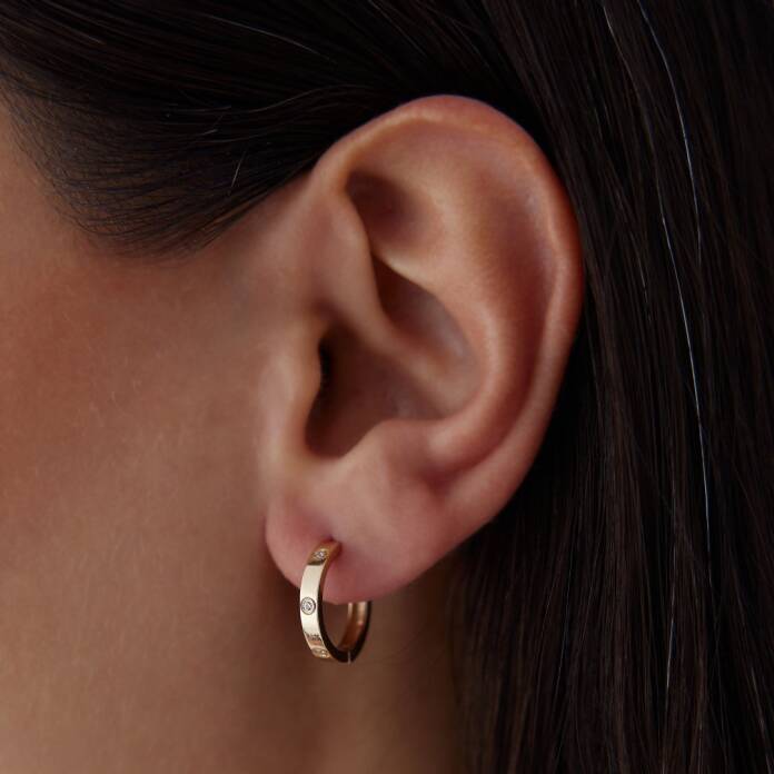 Taşlı Düz Halka Küpe - 1