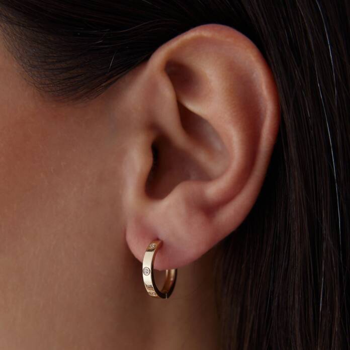 Taşlı Düz Halka Küpe - 2