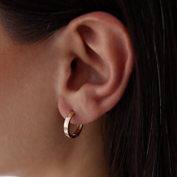 Taşlı Düz Halka Küpe - 4