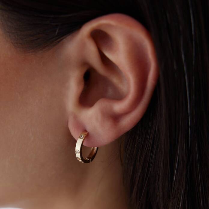 Taşlı Düz Halka Küpe - 4