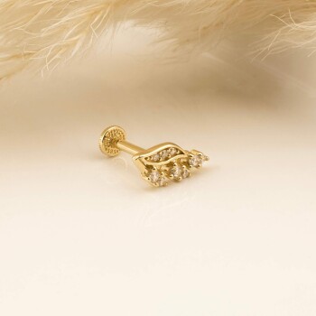 Taşlı Fiona Yaprak Minimal Tragus Piercing - 3