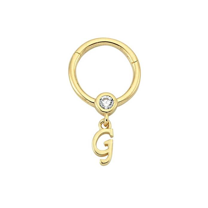 Taşlı G Harfi Sallantılı Helix Piercing - 1