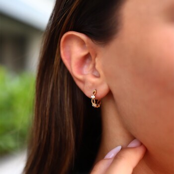 Taşlı Geometrik Desenli Küpe - Alen