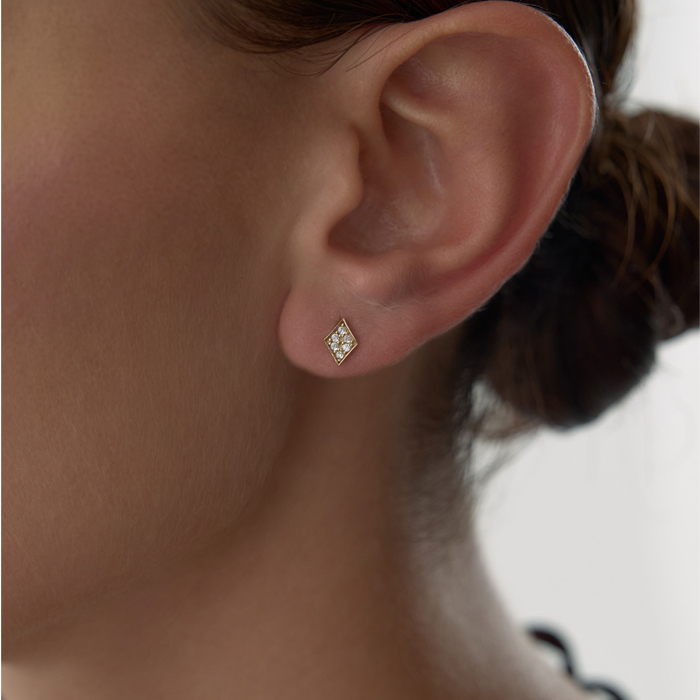 Taşlı Geometrik Küpe - Gökhan Bera