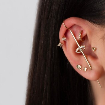 Taşlı Göz Hook Baston Küpe - Dianora (1)