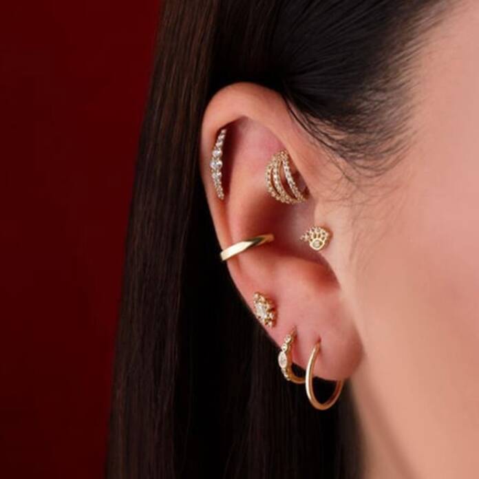 Taşlı Göz Motifli Minimal Tragus Piercing - 2