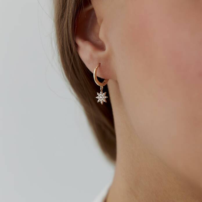 Taşlı Güneş Sallantılı Küpe - 1